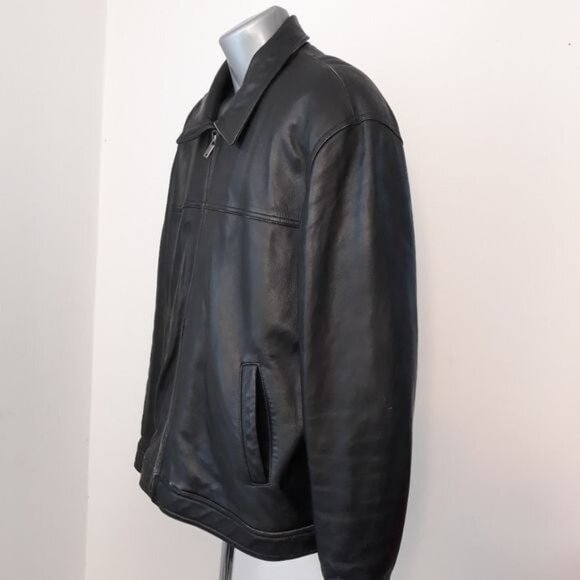 Guess Genuine Leather Men’s Jacket XXL Multi Pockets Front Zip - Picture 6 of 11